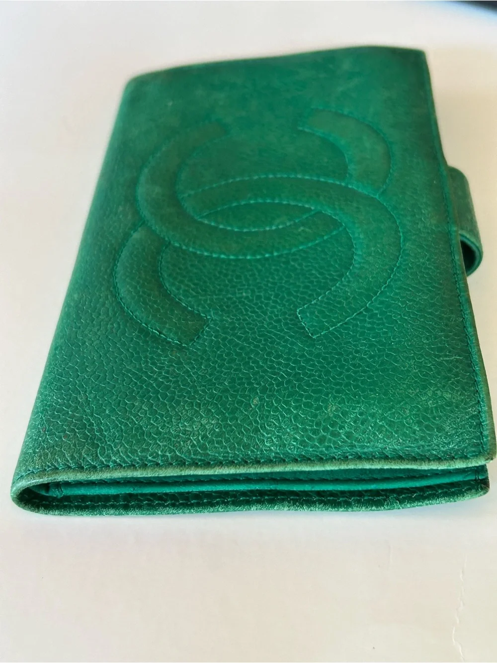 Vintage Chanel Green Caviar Wallet